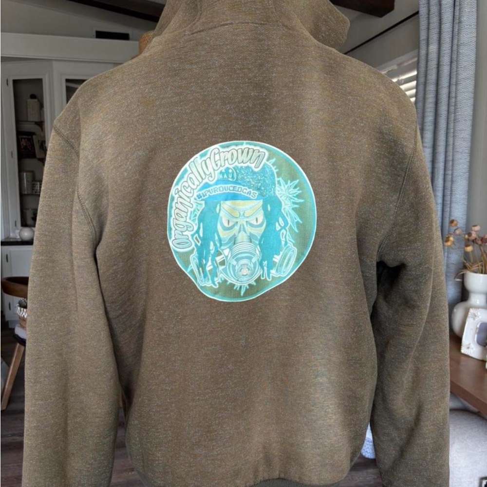 Buffalo David Bitton Brown Hoodie Jacket with Turquoise Graphic
